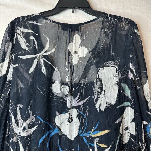 Reiss Dress Sz 12 Navy Floral Carina Spring Whimsigoth Maxi w/ High Front Slit - Picture 16 of 16